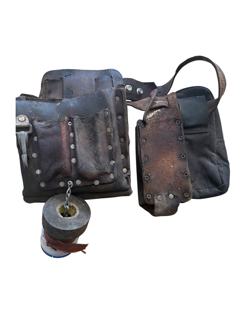 Vintage Klein Men's distressed Tool Pouch utility Belt in Dark Brown cosplay ren